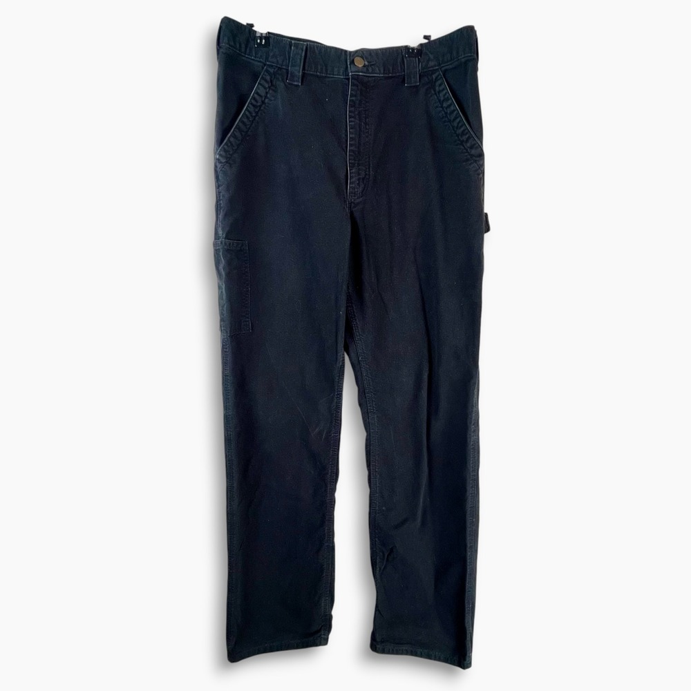 Carhartt Black Canvas Work Dungarees Black Straight Leg Pants Mens 34x34 Cargo